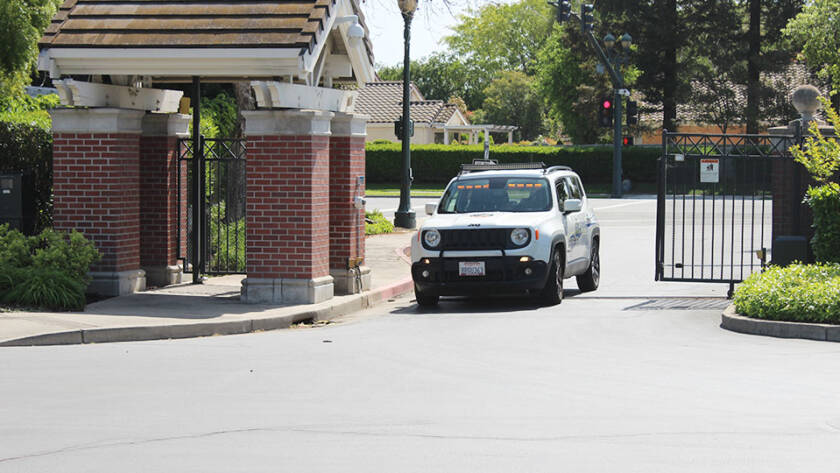 Residential security guards patrolling a gated community in Bay Area at night
